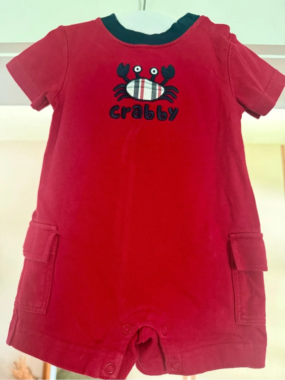 Gymboree Crab Shack Line “Crabby” Romper Sz 0-3 Months